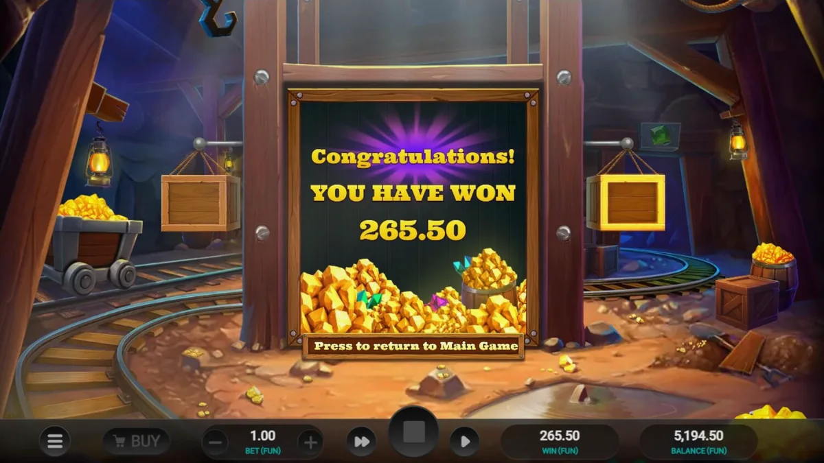 Tampilan antarmuka seluler slot Digger’s Dough dengan karakter penambang dan keledai