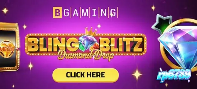 Tampilan visual slot Bling Blitz Diamond Drop dengan latar belakang gelap dan simbol berlian yang berkilauan.